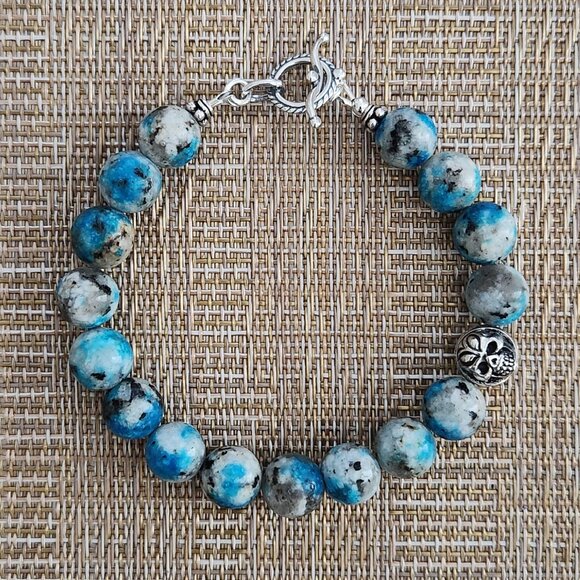 Shaman Men MENS  BRACELET WITH K2 GEMSTONES & 925 SKULL BEAD